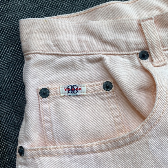 VINTAGE 90s Bill Blass Light Pink Denim Jean Shorts High Waist 4" Inseam Sz 8 - Picture 9 of 11